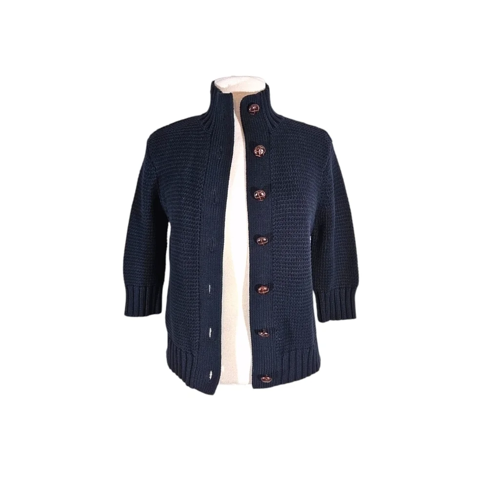 NWT Chaps Navy Blue Chunky Knit Cardigan Sweater